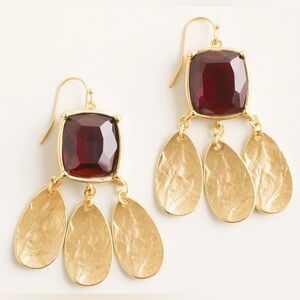 Chico's Women Nickel‎ Free Gold-Tone Dark Red Chandelier Earrings